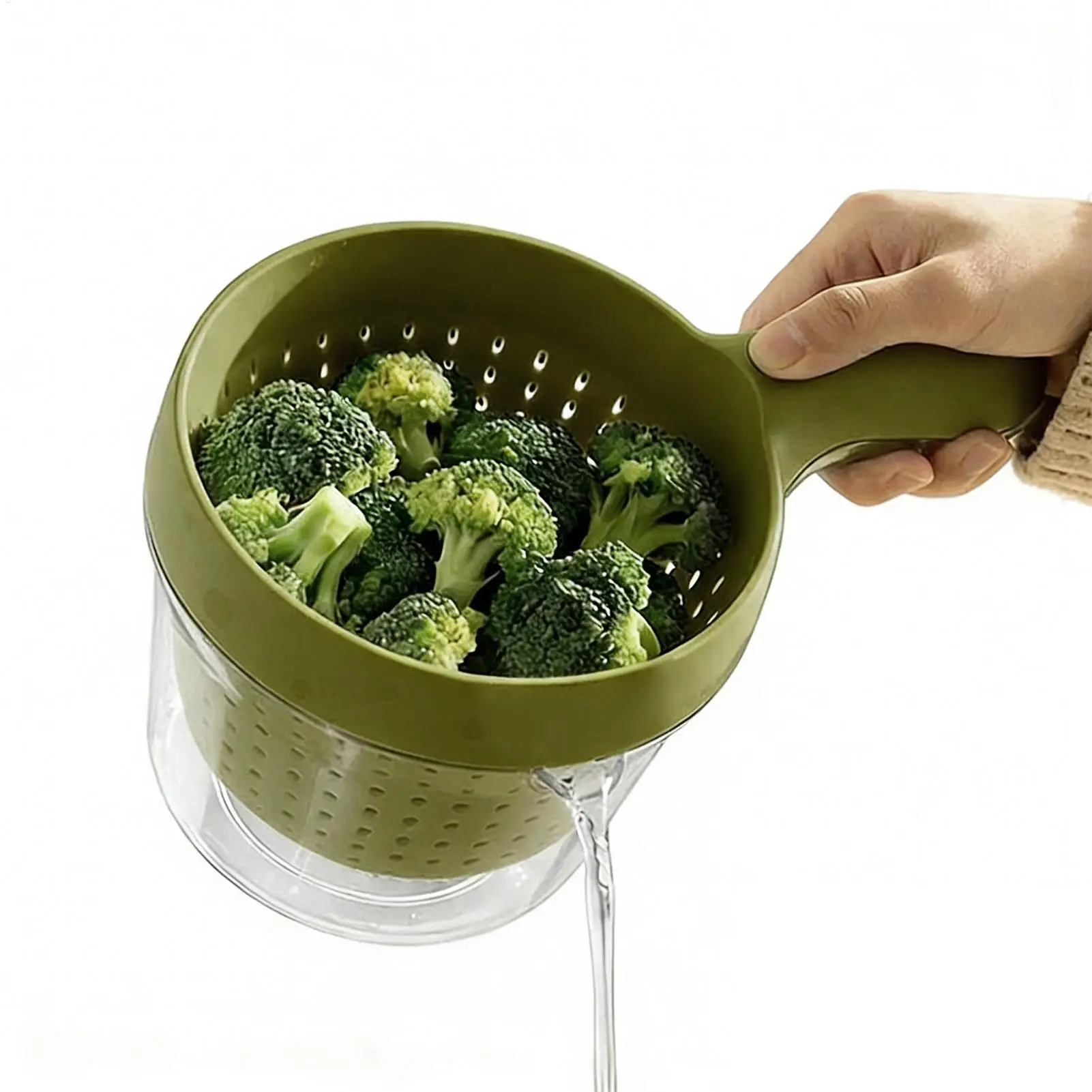 2-Layer Removable Basket Vegetable Colander Fruit Cleaner Bowl Fruit Washing Bowl With Drain Fruit Storage Container