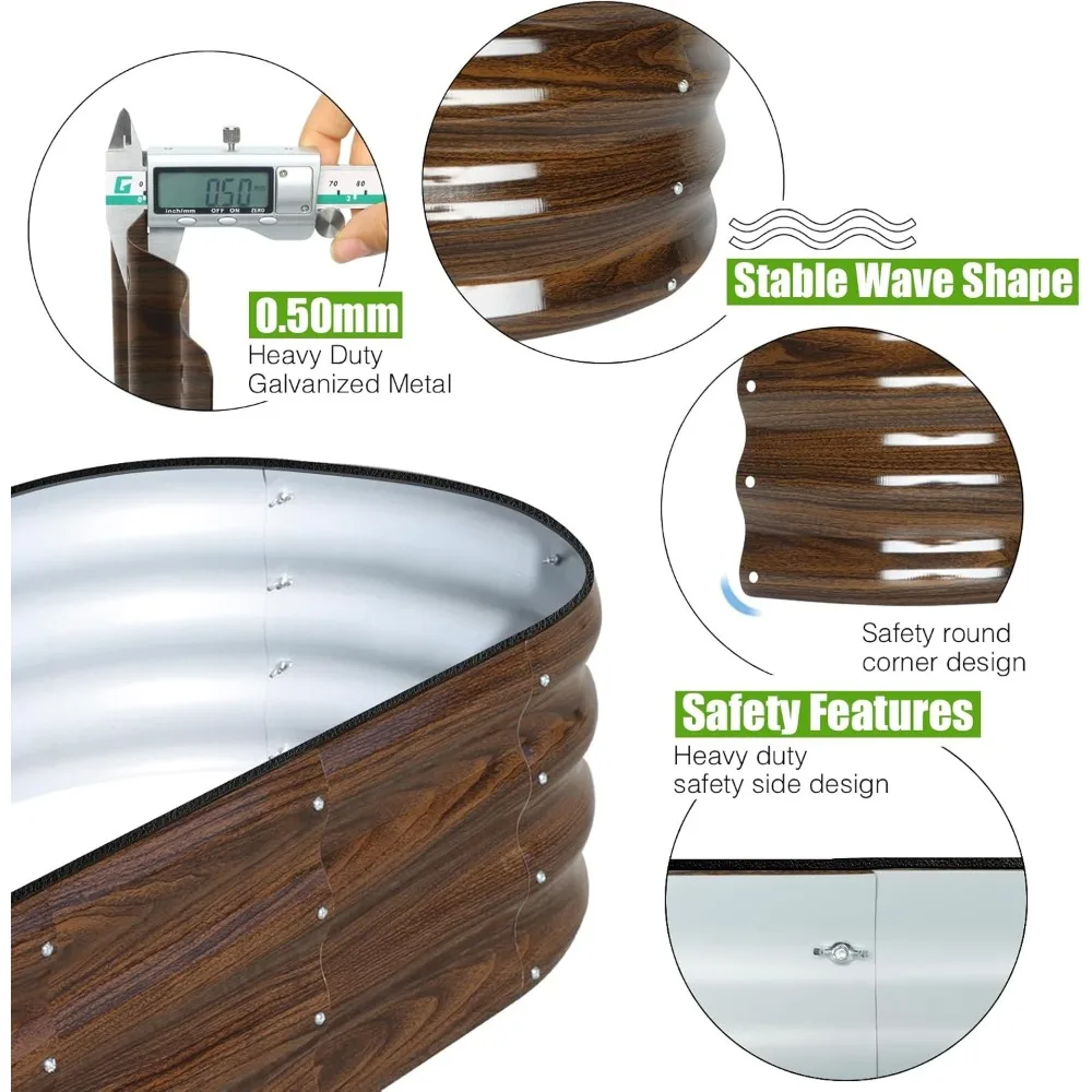 

Galvanized Raised Garden Bed, 4x2x1ft Oval Metal Planter Box for Planting Outdoor Plants Vegetables