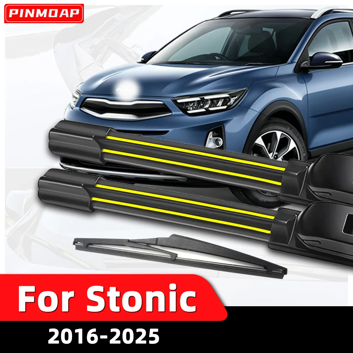 

PINMOAP Car Wiper Is Suitable For KIA Stonic 2016-2025 Natural Rubber Strip Front And Rear Wipers 2017 2018 2020 2021 2022 2024