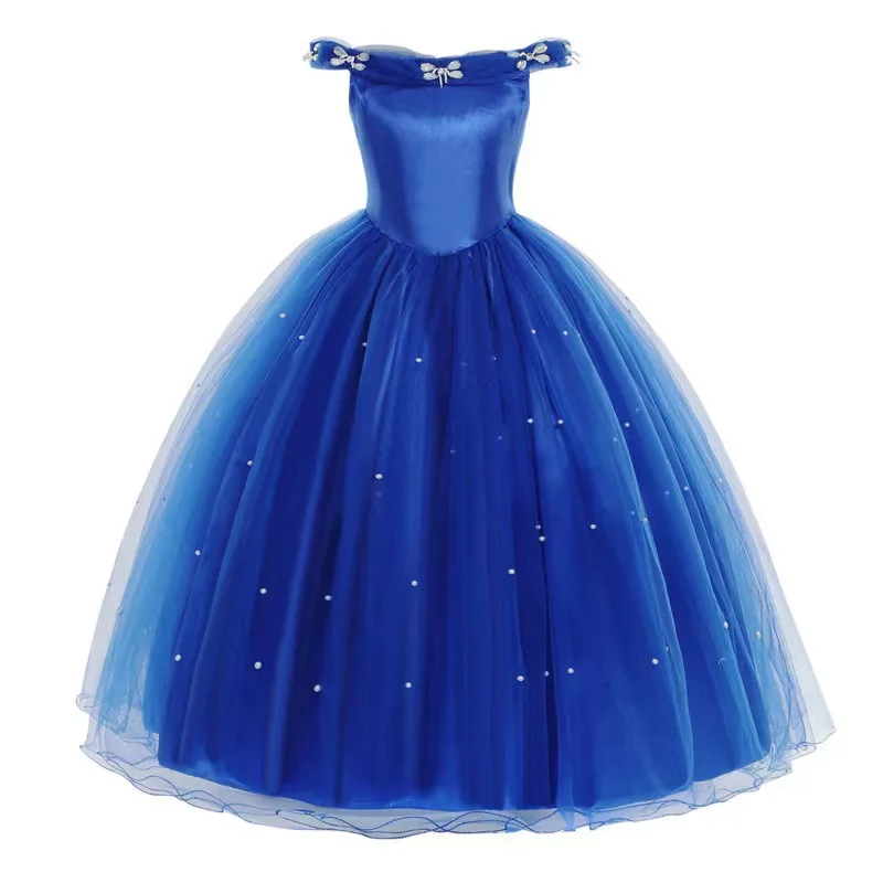 Fairy Cinderella Dress Christmas Princess Ball Gown Girls Festival Light Blue Party Frock Toddler Cinderella Cosplay Halloween