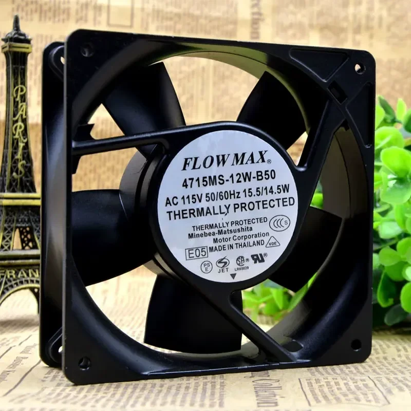For Original FLOW MAX 4715MS-12W-B50 4715MS-12T-B50 115V 12CM Aluminum Frame Fan