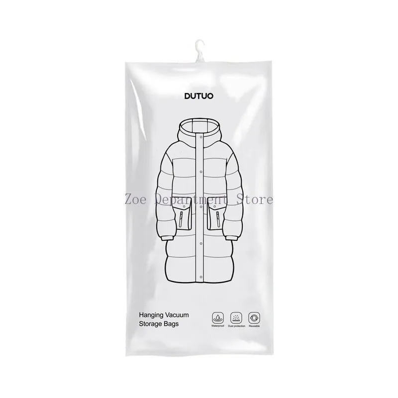 5pcs Hanging Vacuum Storage Bags, New in 2025 Vacuum Sealed Winter Clothes Jacket Bag, Wardrobe Organizing and Storage Bag