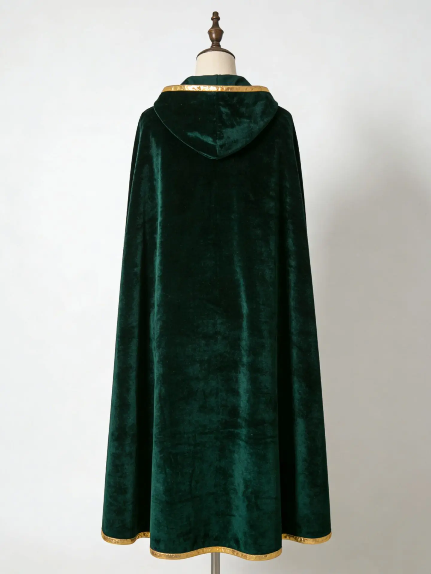 Vintage Kapuzenumhang aus Samt mit Goldrand, Renaissance-Hexenkostüm, mehrfarbig, Halloween, Feiertagsparty, Maskerade, Cosplay-Robe – Detail 11