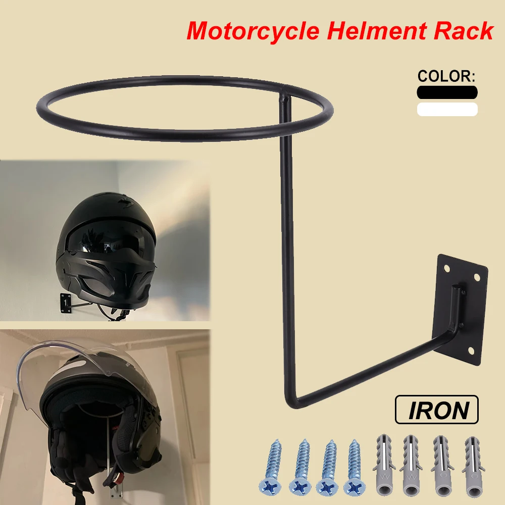 

JFG Motorcycle Helmet Rack Wall-Mount Helmet Display Holder with Hook 180° Rotation Bike Helmet Hanger for Home Garage Organizer