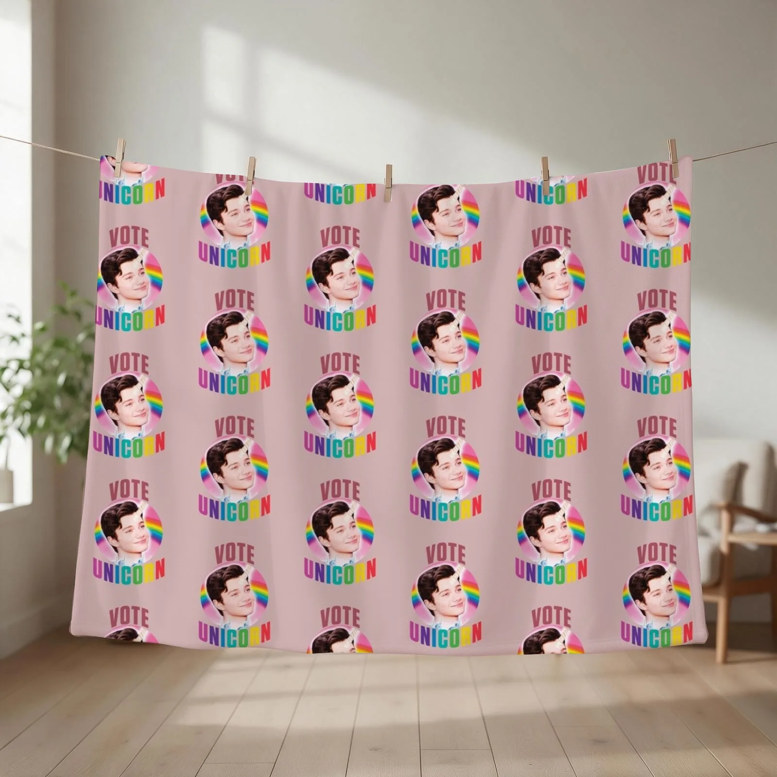 vote unicorn glee Throw Blanket couch cozy soft plush fuzzy picnic outdoor blanket