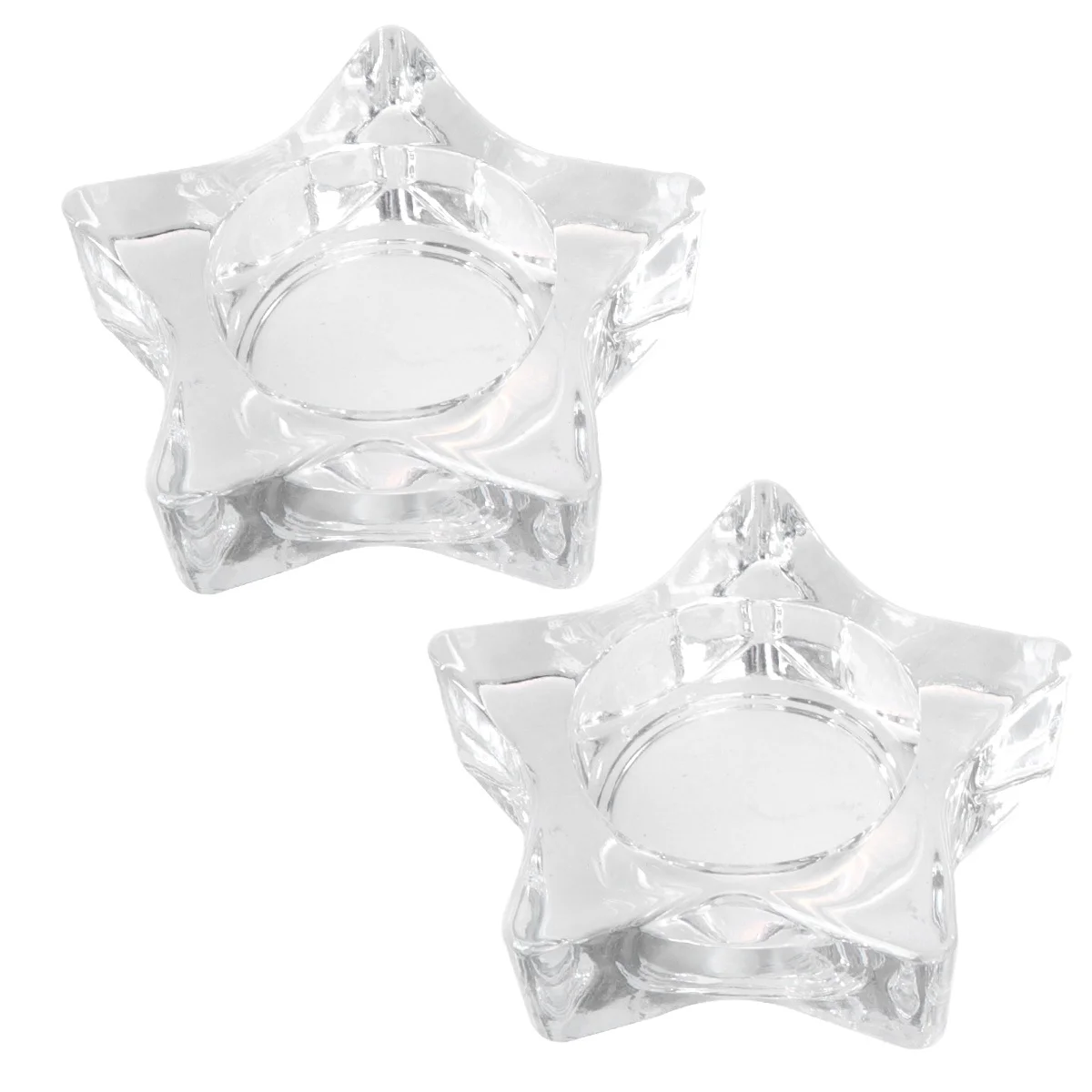 

2Pcs Glass Candlestick Holder Five-Pointed Star Shape Desktop Decoration Table Ornament Wedding Home Gift