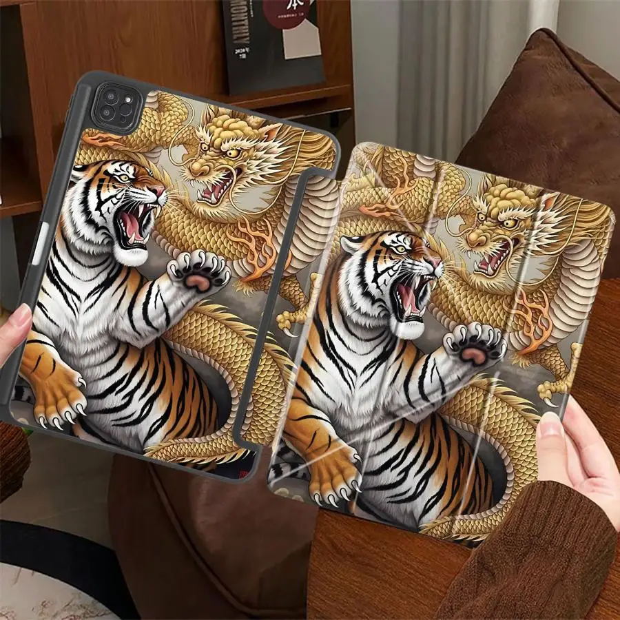 Tablet Case For iPad Air 4 5 M3 M2 M4 11inch Pro 11th 10th 9th 8th 7th 12.9inch Mini 6 7 Pro 2025 Holder Cover Fierce Tiger