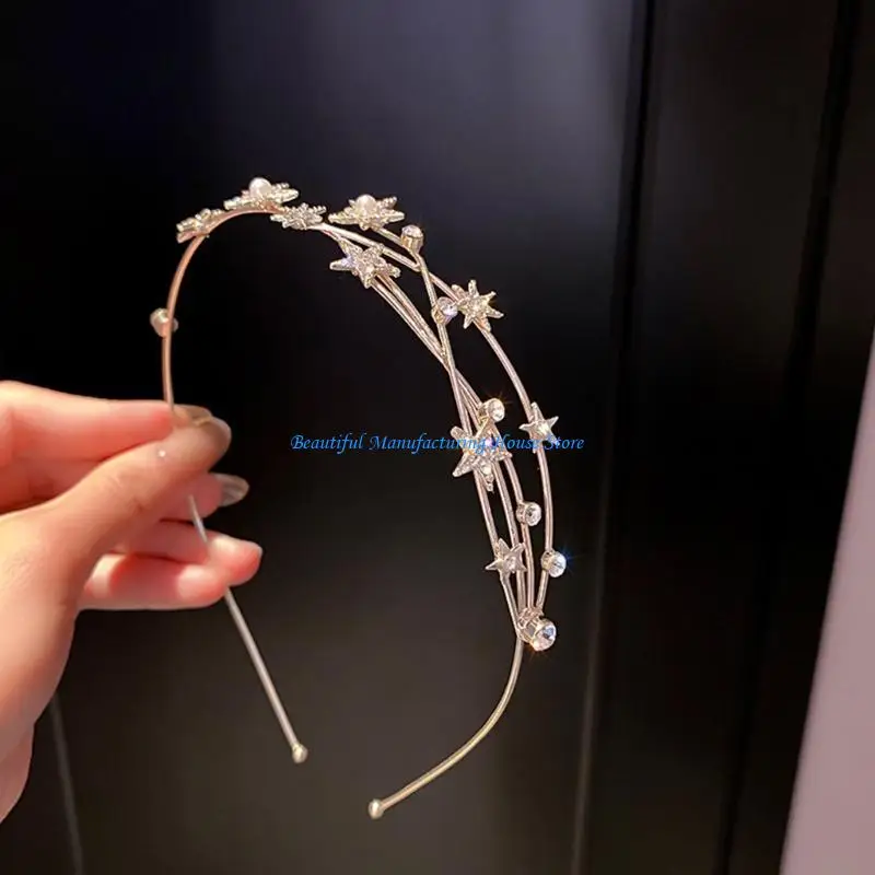 

E56A Женский декоративный обруч для волос со стразами Музыкальный фестиваль Головной убор Аксессуары для головы