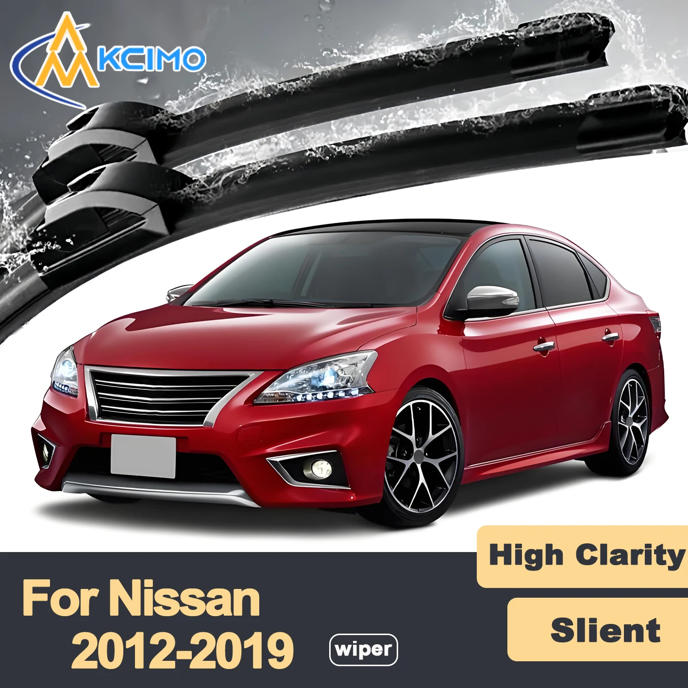 

Premium Rubber Durable Silent Windshield Wiper Blades 2pcs for Nissan Sentra B17 2012-2019 Sylphy Pulsar Ruiying Xuan EV