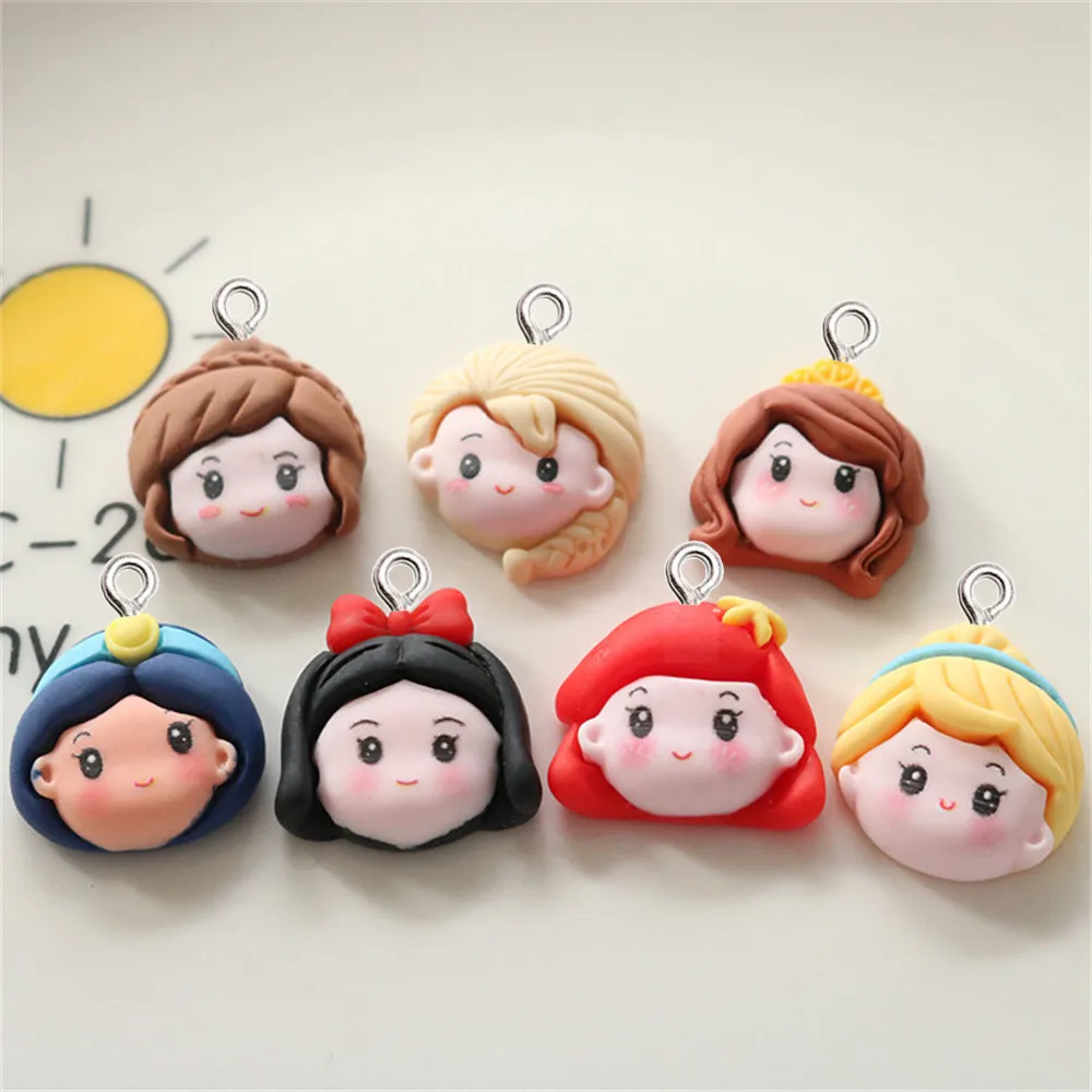 10Pcs Cartoon Princess Girl Resin Charms Trendy Jewelry Making Cute Pendants DIY Necklace Earring Keychain Ornaments Accessories