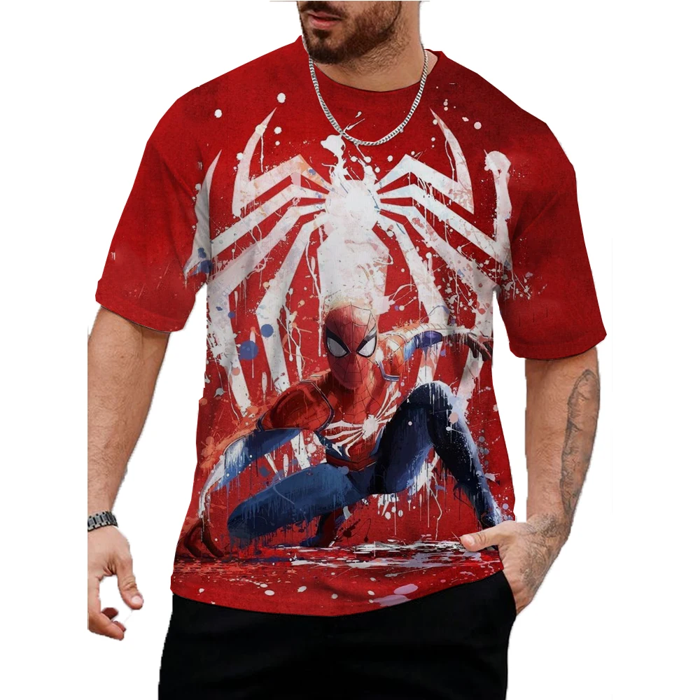 Disney T-Shirt Marvel Spider Man Print Graphic Camisa Hombre Causal Tees Short Sleeves Comfortable Pullover Tops Men's Clothing