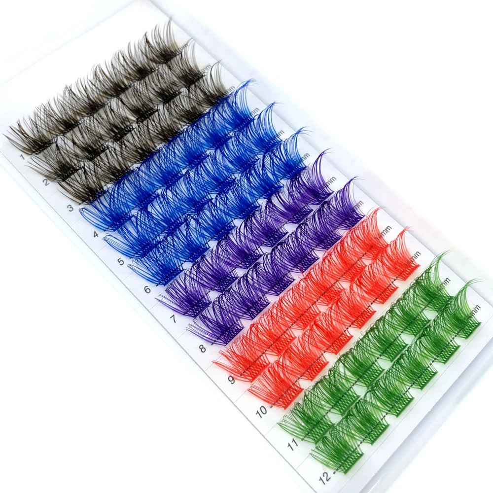 Colorful Individual Lashes Extension Natural Faux Mink Eyelashes Segmented Cluster Colored Eyelash Extension Makeup Cilia