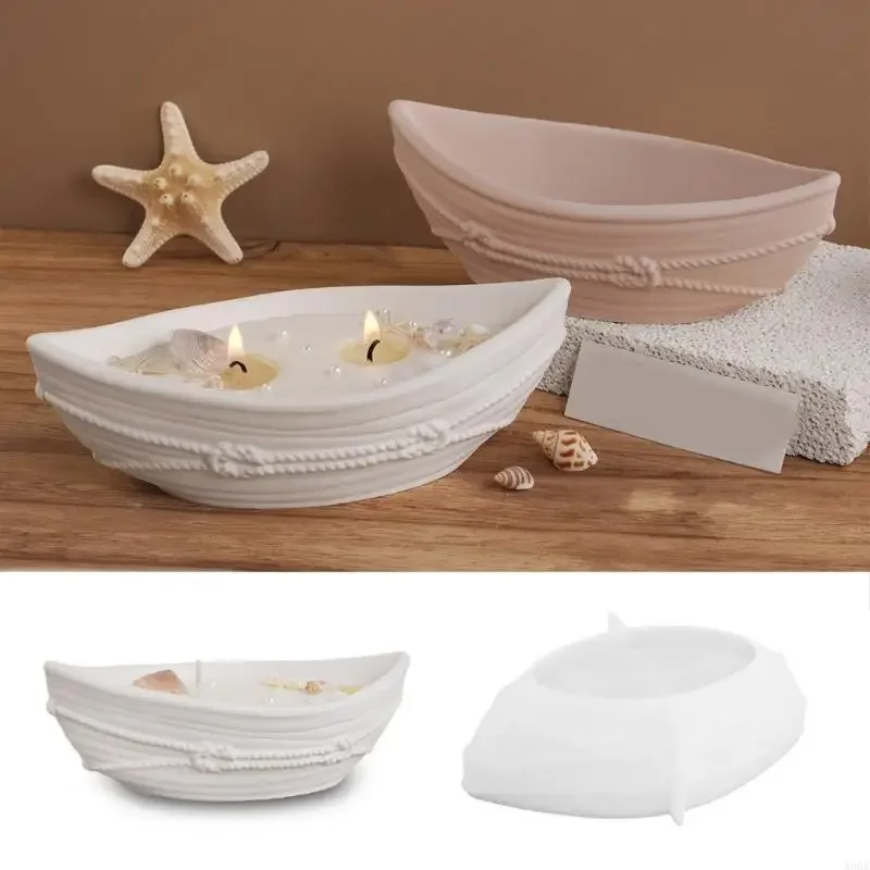 

Boat Shape Candle Bowl Silicone Canoe Cement Plant Pot Resin Anchor Candle Holder Concrete Casting Mould Home Decor
