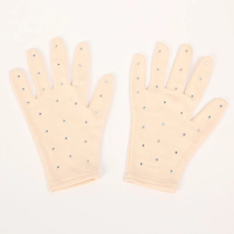 قفازات أداء التزلج على الجليد، قفازات الأطفال، قفازات أداء غير شفافة من حجر الراين للسيدات البالغات #2