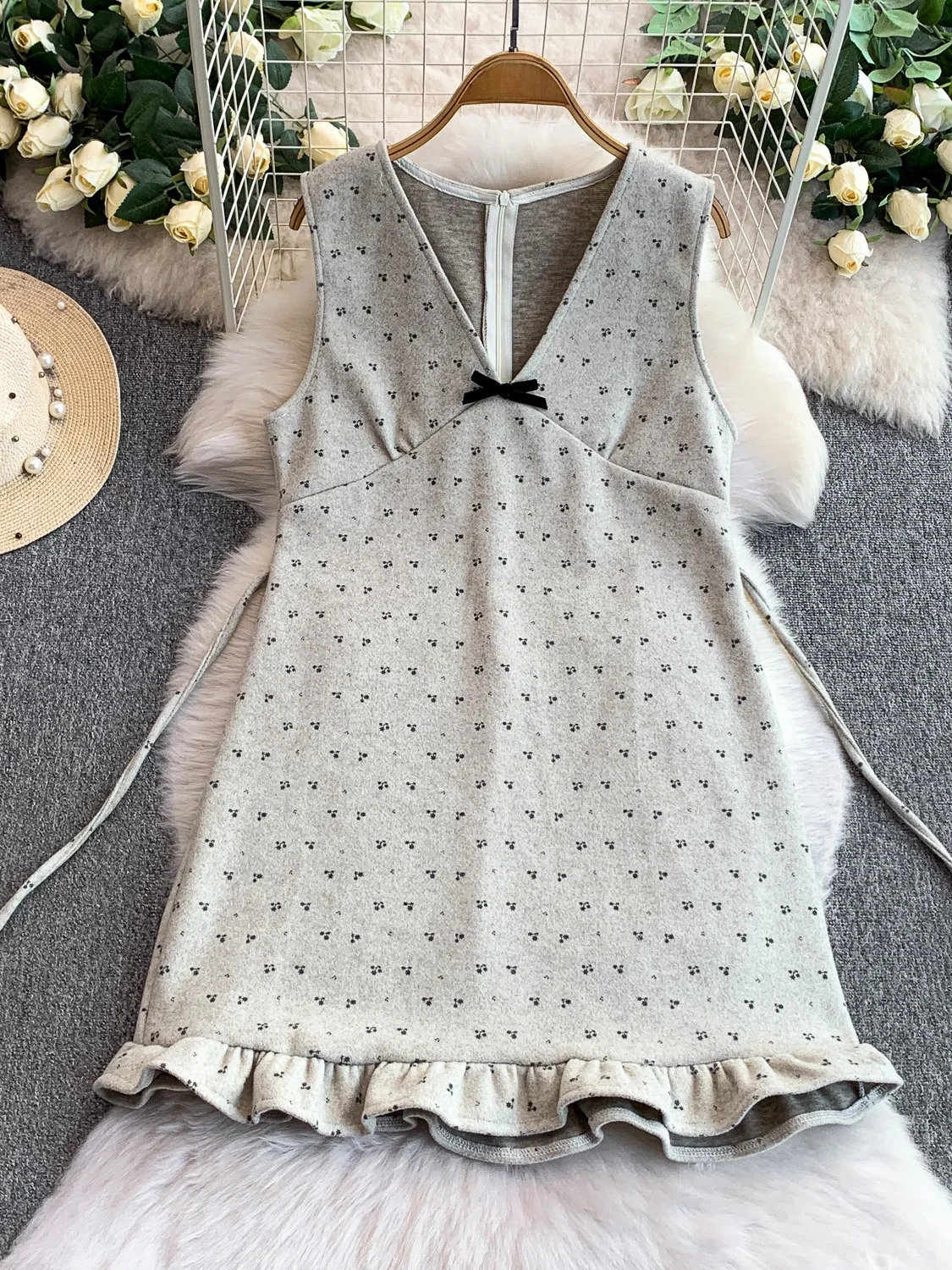 Dolce floreale V-ne Svel Dr Gonna a trapezio a vita alta autunno inverno da donna Ele Garza di lana Bell-Dr