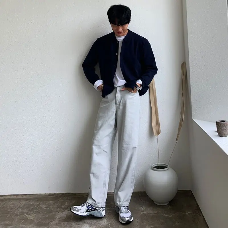 Men's Clothing Autumn Winter Long Sleeve New Tops Shirts Sweaters Turn-down Collar Simple Comfortable Versatile Selling Solid