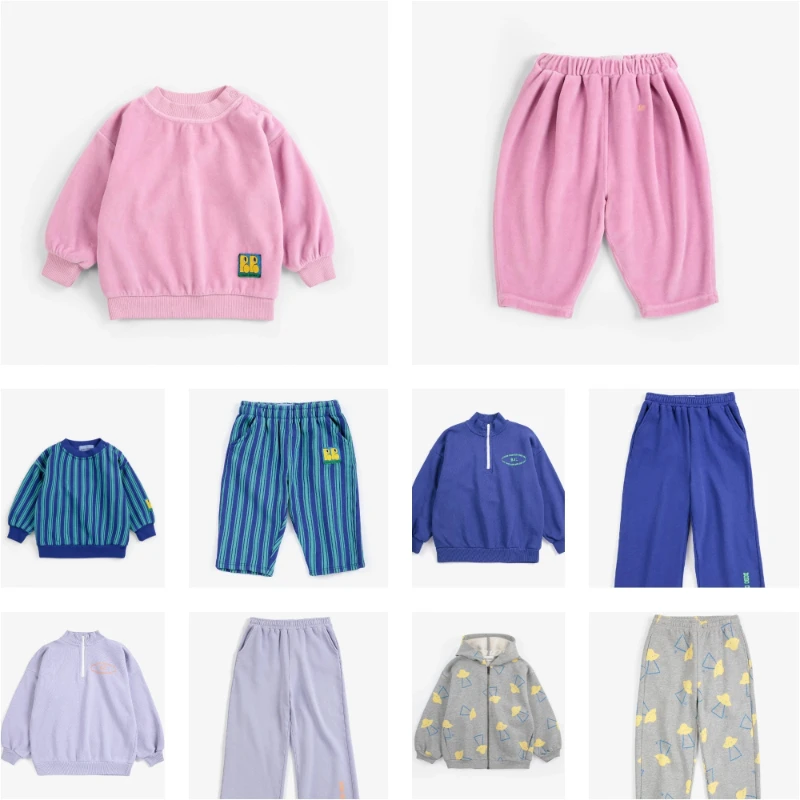 26BC Kids Zip Hoodie & Sweatpants Set – Fall Winter Fleece Printed Outwear for Boys and Girls Long Pants Children Sweatshirt