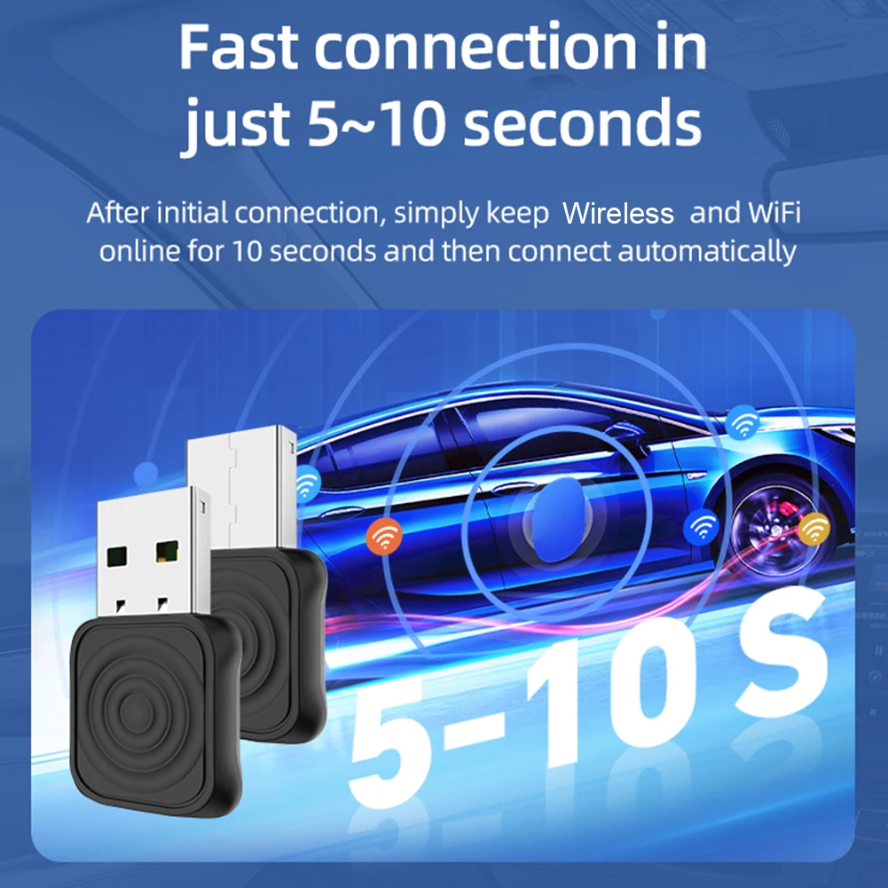 2 في 1 سلكي إلى محول لاسلكي لاسلكي أندرويد أوتوماتيكي صغير لاسلكي CarPlay AI Box USB دونغل لهاتف iPhone Android للجميع