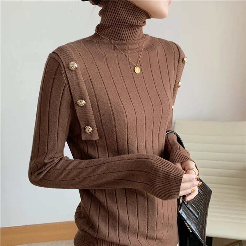 Pull Femme Hiver 2023 Basic Turtleneck Women Sweater Pullover Knitted Long Sleeve Vintage Autumn Winter Slim Black Knit Sweaters