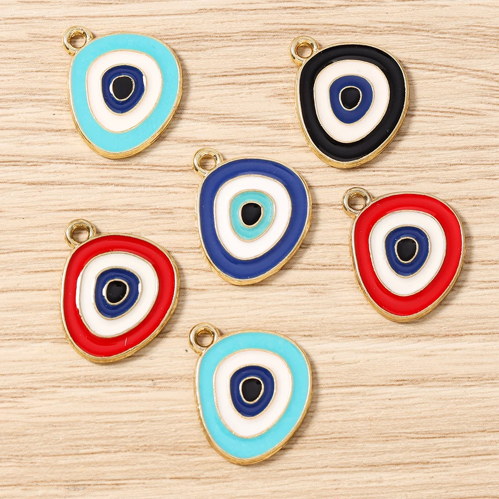Tusember 20 Stück 15*19mm Niedliche Türkische Blaue Augen-Anhänger für Ohrhänger, Armbänder, Halsketten, Böser-Blick-Anhänger zur Schmuckherstellung – Detail 6