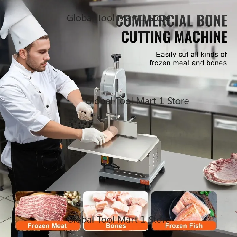 SucceB-650W 1100W 1800W Commercial Electric Meat Bandsaw Stainless Steel Countertop Bo- Sawing Machine for Rib Pork Beef