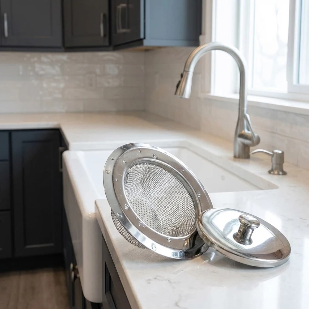 

Набор из 2-х штук: сетчатые фильтры-сетки для раковины из нержавеющей стали (11,3 см) с крышкой, предотвращающие засоры, устойчивые к ржавчине, для улавливания остатков пищи