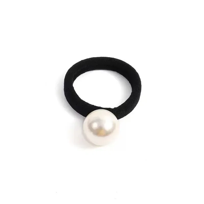 Fashion Large Pearl Hair Ties White Pearl Strong Elastic Hairbands Korean Popular Hair Accessories