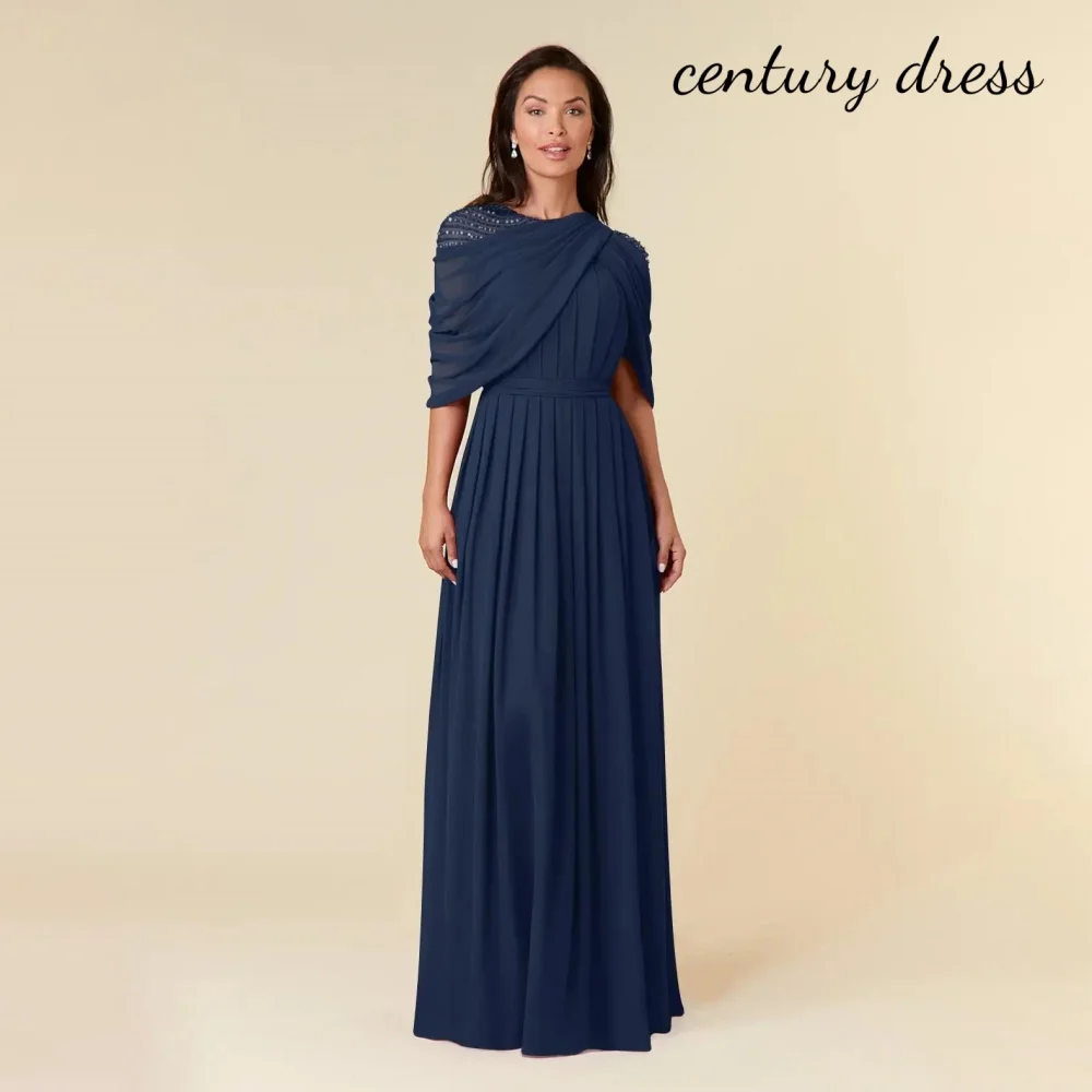 

Customized Beading Women Prom Dress Mother Of The Bride A-Line Short Sleeve Charming Ruffle Party Dress Women Evening Gown