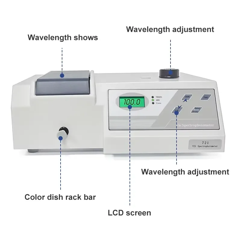 for WESTTUNE 721 LDC Portable Visible Spectrophotometer 330-1020nm Digital Lab Analytical Equipment with Lamp for Laboratory