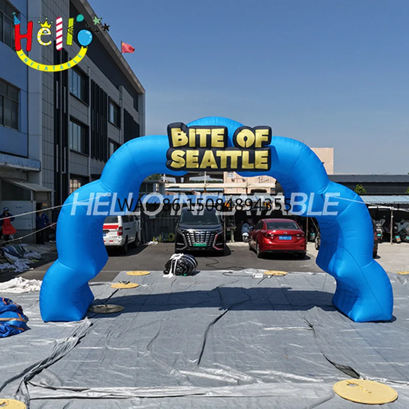 Custom Inflatable Wave Arch Blue Air Blown Archway for Beach Party Surfing Event Festival Entrance Promotion Decoration