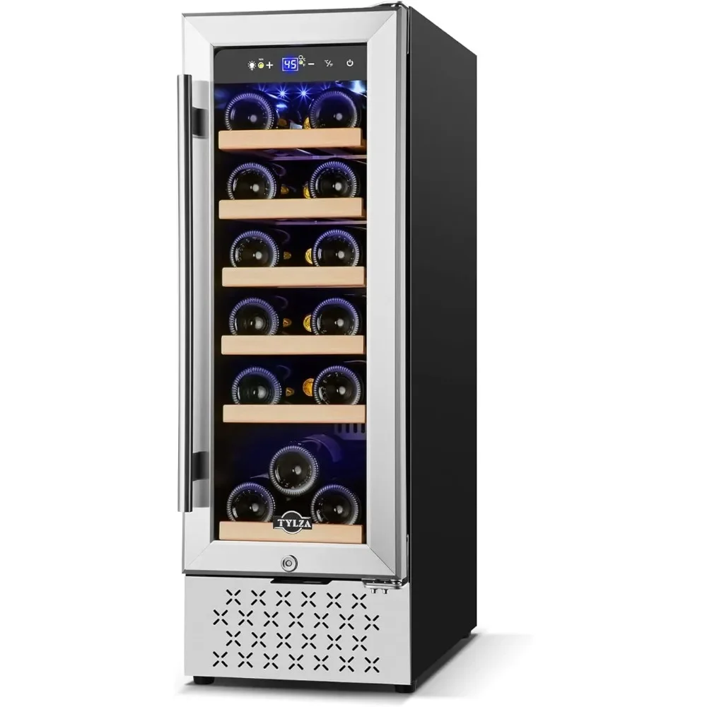 

Beverage Refrigerator, 12 Inch 18 Bottle Wine Fridge Built-in, Compressor Fast Cooling, Refrigerator Display Case