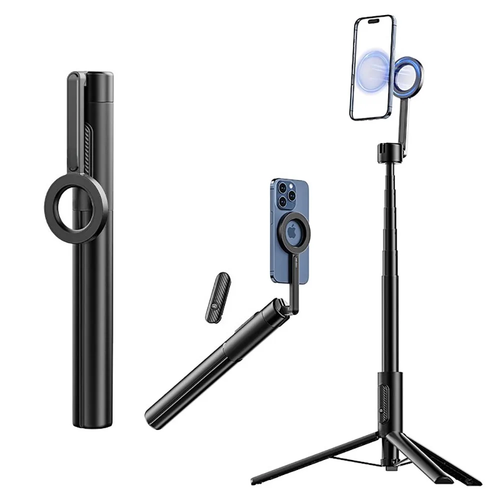 

Magnetic Bluetooth Selfie Stick Tripod Stand 360° Rotatable for iPhone Samsung S23 Portable for Photography Live Streaming