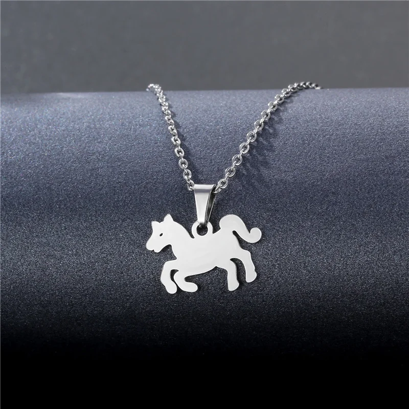 

New cute pony necklace - cartoon animal stainless steel jewelry piece - creative pendant. Allergy-proof jewelry.