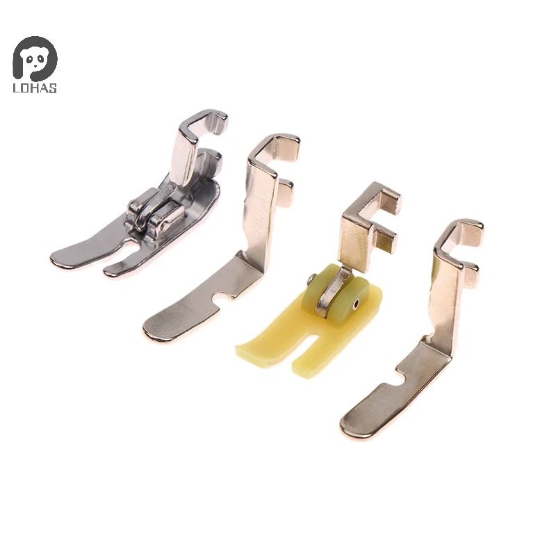 4Pcs Old Sewing Machine Zipper Presser Foot Set (Iron Presser Foot, Plastic Presser Foot, Left Hole And Right Hole Single Side)