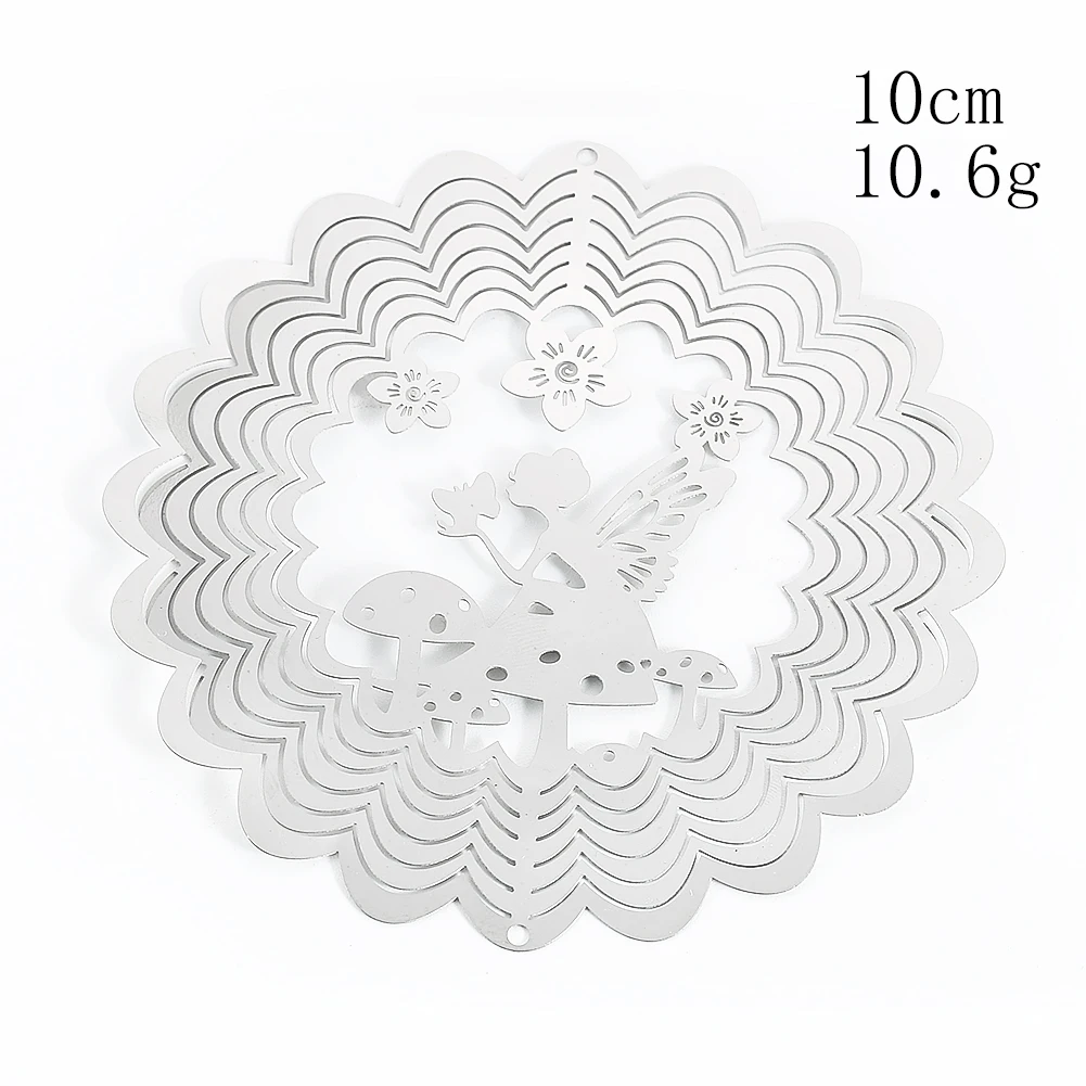 Fairy Rotating Wind Spinner 3D Mirror Reflection Visual Effect Wind Chimes Pendant Garden Yard Hanging Decoration Bird Deterrent