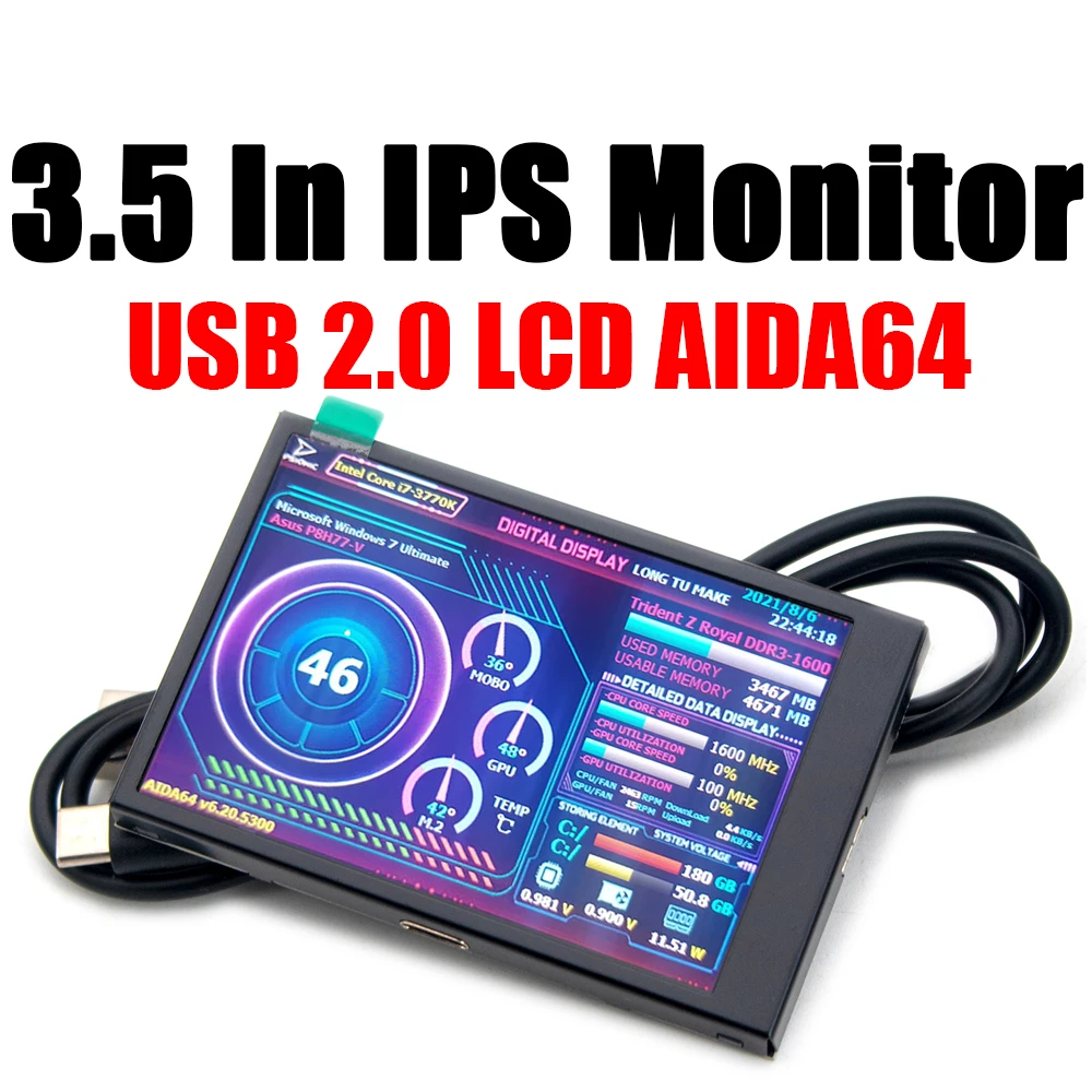 3.5Inch USB2LCD AIDA64 Chassis Display Screen LCD Monitor computer Hardware Status Information Display HDD Graphics Raspberry Pi