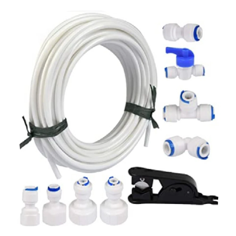 1 Set 1/4in Water Pipe Fitting Hose With Valve Refrigerator Connector Kit For Water Filter System Pipe Fitting 10-20M Tool