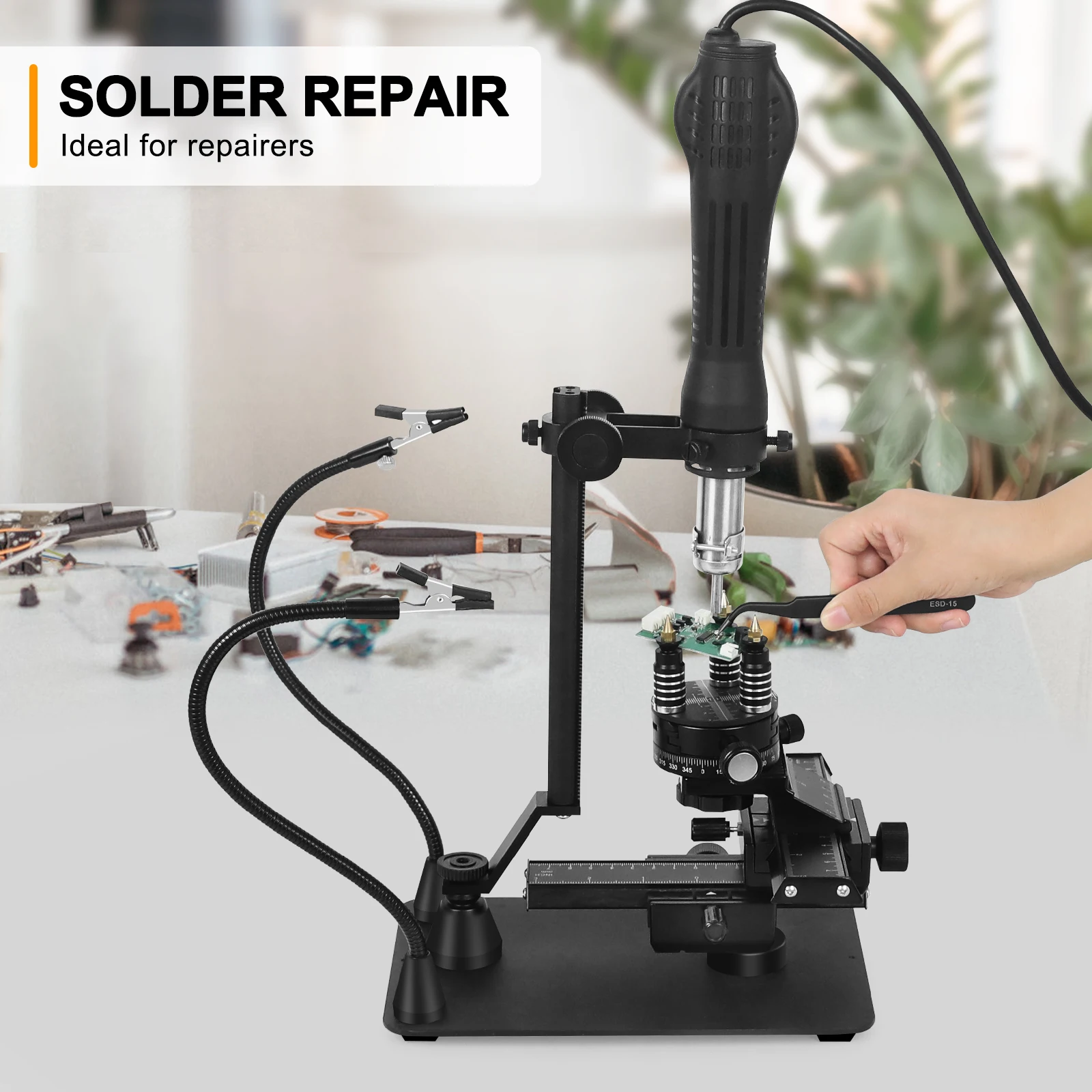 NEWACALOX Magnetic Helping Hands Soldering Third Hand PCB Circuit Board Holder  Hot Air Gun Stand Rework Station for Soldering