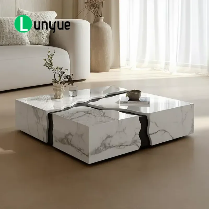 Italian High-end Marble Coffee Table Luxurious and Minimalist square Extremely Fashionable and Luxurious Stone Coffee Table
