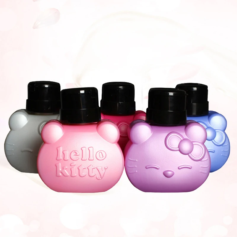 Sanrio Hello Kitty Empty Pump Dispenser Liquid UV Gel Polish Nail Art Polish Clean Acetone Bottle Polish Cleanser Remover Bottle