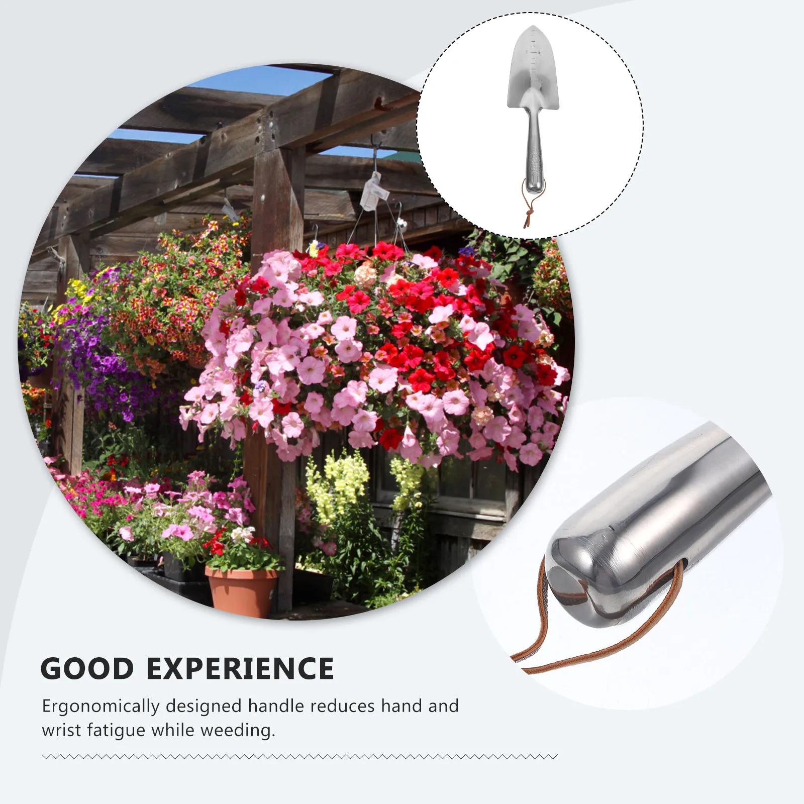 

1pc Stainless Steel Garden Shovel Ergonomic Handle Scale Depth Measurement Yard Tool For Digging Soil Weeding Transplanting