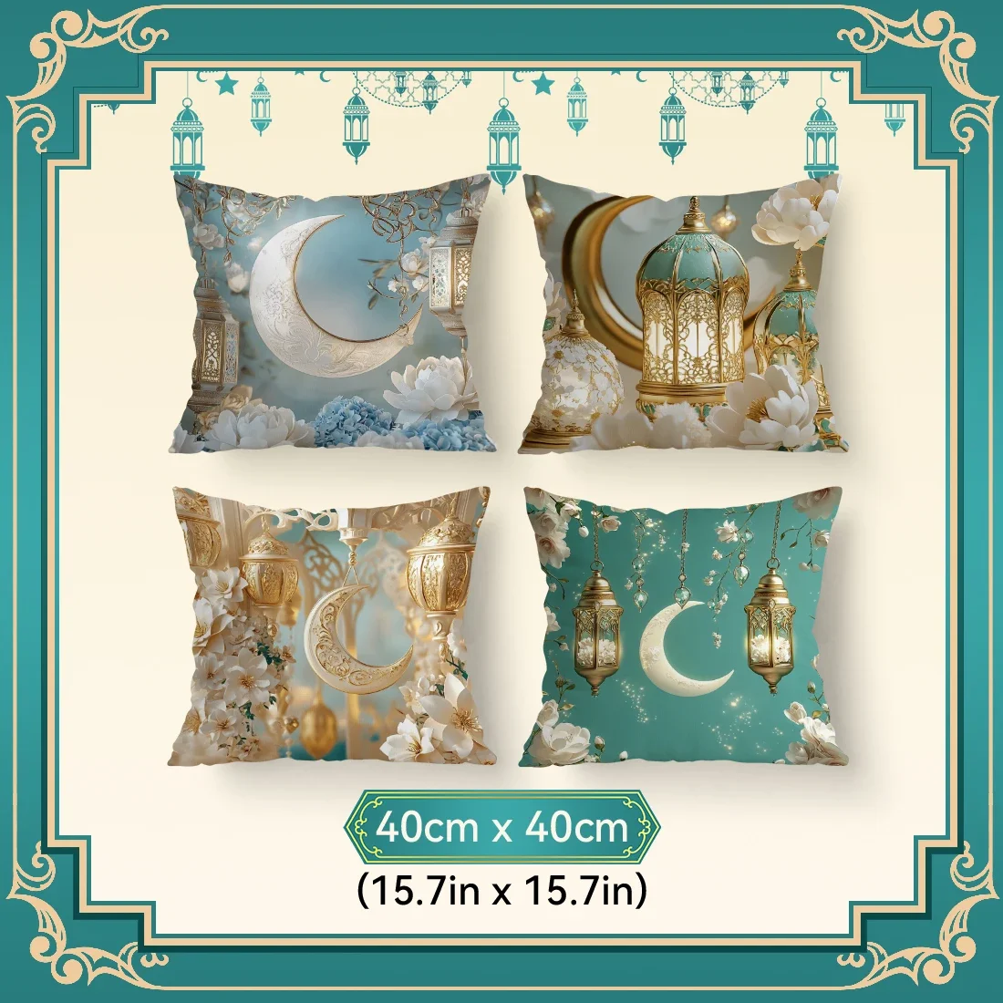 Ramadhan festival lanterns and flowers Cushions Pillowcase Polyester Cushion Cover Throw Pillow Pillowcover Home Car Sofa Decor