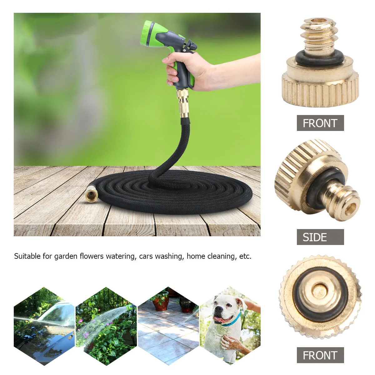 

16 Pcs Brass Misting Nozzles Leak Proof Threaded Cooling System Low Pressure Water Saving Gardening L scaping Dust Control
