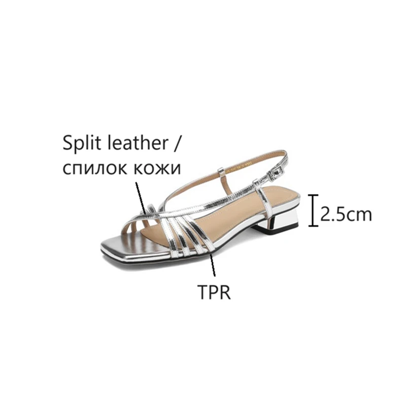 NEW Summer Women Sandals Split Leather Shoes for Women Open Toe Low Heel Shoes Vintage Roman Sandals Narrow Band Designer Shoes