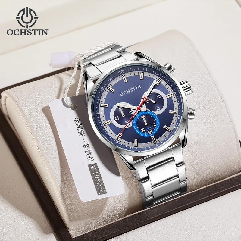 OCHSTIN جديد بيع ساعات حركة الكوارتز الرجال الفولاذ المقاوم للصدأ ساعة اليد مقاوم للماء الفاخرة ولكن منخفضة ساعة للذكور #3