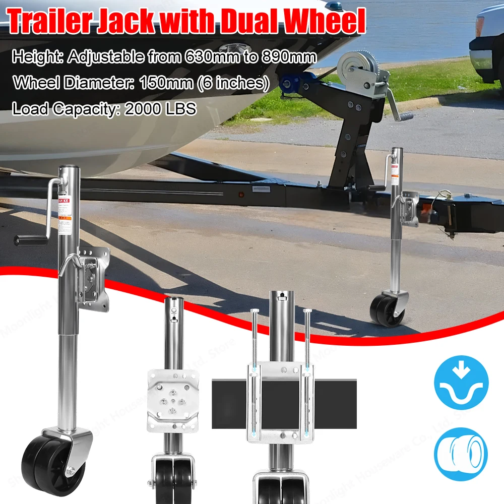

2000 lbs Trailer Jack with Dual Wheel Heavy Duty Swivel Boat Jack 10" Lift, Bolt-on Tongue Trailer Jacks for RV Boat Trailers