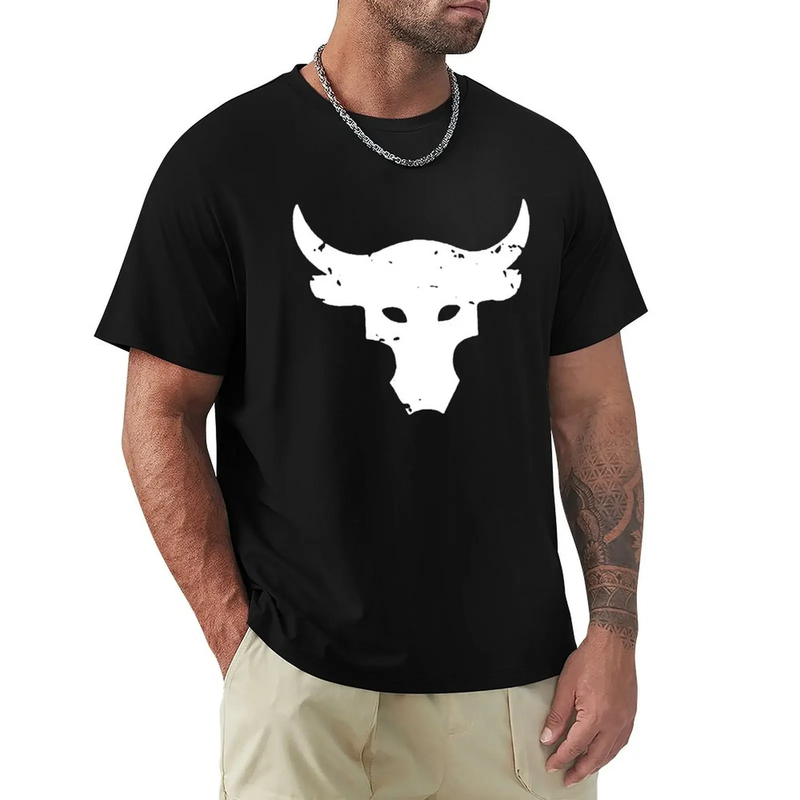 Dwayne Johnson Brahma Bull Tattoo Black T Shirt Cartoon T Shirt Men Unisex New Fashion Tshirt Funny Tops