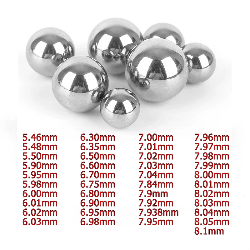 G100 Grade High Precision Steel Ball 5.46mm-8.1mm Bearing Steel Ball for Precision Machinery Parts