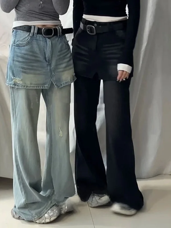 

Ретро джинсы из денима синего цвета, женские, весна 2025, свободные, с высокой талией, прямые широкие брюки, повседневные джинсы