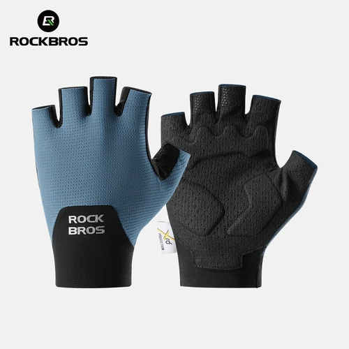 Imagen 1 del producto Guantes de ciclismo ROCKBROS, guantes de bicicleta con absorción de impacto, guantes de medio dedo transpirables sin costuras para bicicleta con almohadilla de palma XRD